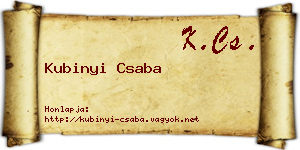 Kubinyi Csaba névjegykártya